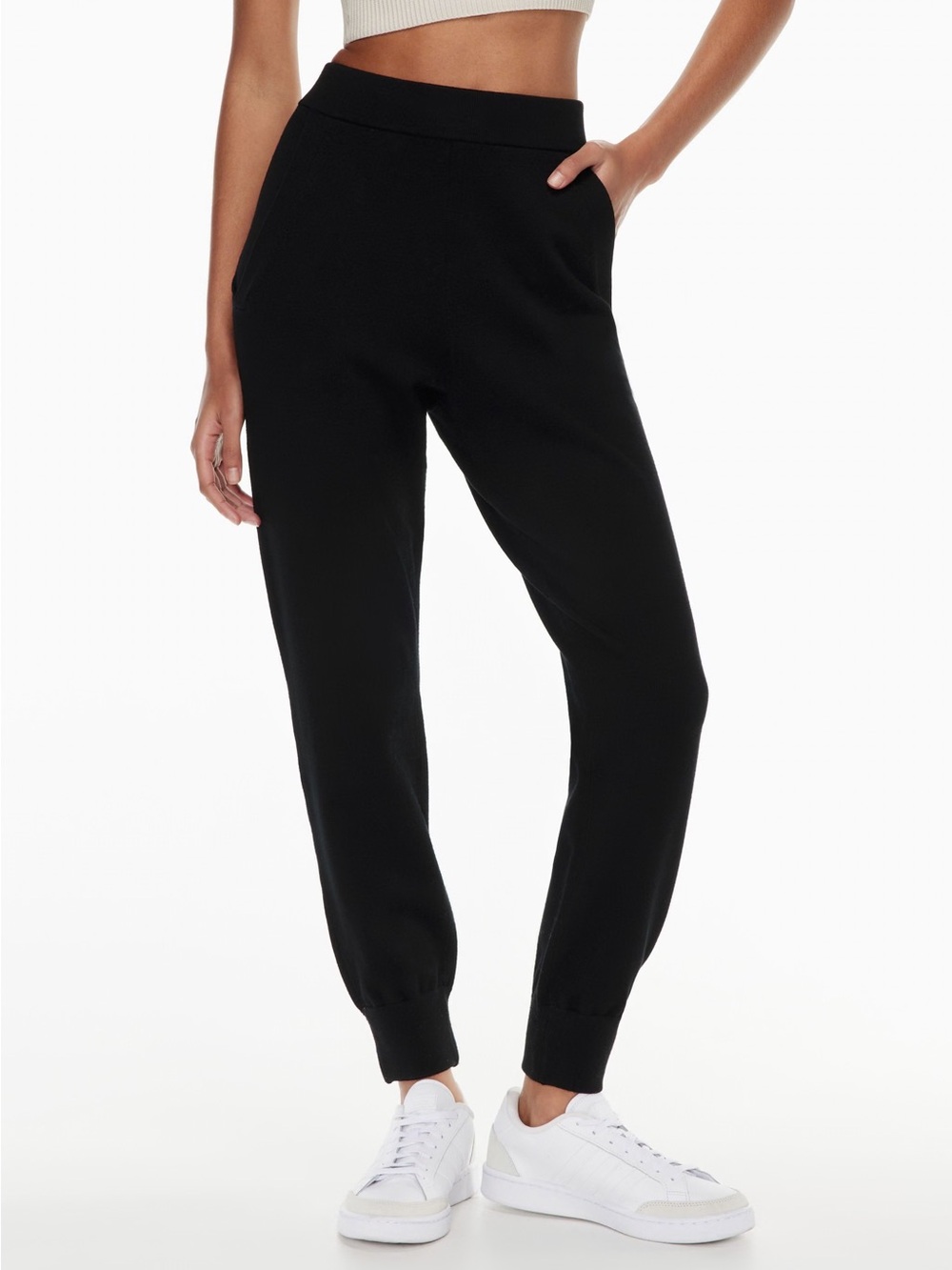BABATON ARITZIA Rodin Black High-Waisted Sweater Knit Jogger Pants Size Medium